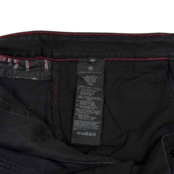 Philipp Plein Jean Super Straight Cut 31/32 (tag 31) Designer Distress- Black - Picture 9 of 12